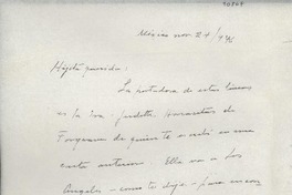 [Carta] 1946 nov. 24, México [a] Gabriela Mistral