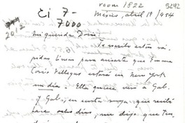 [Carta] 1954 abr. 19, México [a] Doris Dana