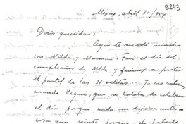 [Carta] 1954 abr. 30, México [a] Doris Dana