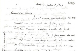 [Carta] 1954 jul. 3, México [a] Doris Dana