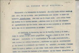 [Discurso] la unidad de la cultura