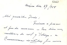 [Carta] 1955 dic. 27, México [a] Doris [Dana]
