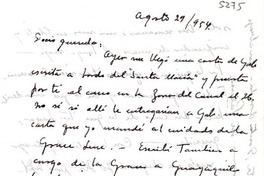 [Carta] 1954 ago. 29, [México?] [a] Doris [Dana]