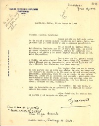 [Carta] 1949 mar. 10, Santiago, Chile [a] Gabriela Mistral