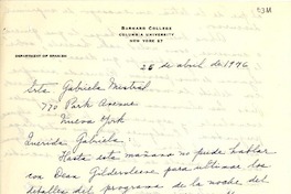 [Carta] 1946 abr. 25, New York, [EE.UU.] [a] Gabriela Mistral, New York, [EE.UU.]
