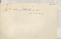 [Apuntes sobre artículo relativo a Florencia]