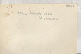 [Apuntes sobre artículo relativo a Florencia]