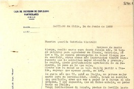 [Carta] 1950 jun. 14, Santiago [a] Gabriela Mistral