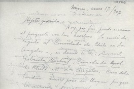 [Carta] 1947 ene. 17, México [a] Gabriela Mistral