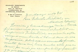 [Carta] 1934 mar. 3, Paris, Francia [a] Gabriela Mistral, Madrid, España