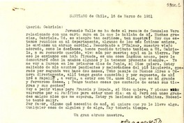 [Carta] 1951 mar. 16, Santiago [a] Gabriela Mistral