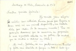 [Carta] 1954 nov., Santiago [a] Gabriela Mistral