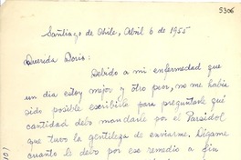 [Carta] 1955 abr. 6, Santiago, Chile [a] Doris Dana