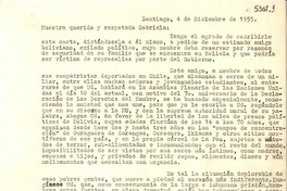 [Carta] 1955 dic. 4, Santiago [a] Gabriela Mistral