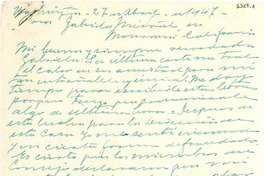 [Carta] 1947 abr. 27, Washington, [EE.UU.] [a] Gabriela Mistral, Monrovia, California, [EE.UU.]