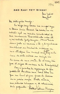 [Carta] 1946, Nueva York [a] Gabriela Mistral