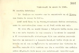 [Carta] 1948 ene. 26, Yonkers, [New York] [a] Gabriela Mistral