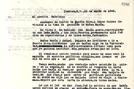 [Carta] 1949 ene. 10, Yonkers, [New York] [a] Gabriela Mistral