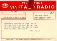 [Telegrama] 1952 nov. 20, México [a] Gabriela Mistral, Roma, [Italia]