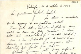 [Carta] 1946 oct. 30, Washington [a] Gabriela Mistral