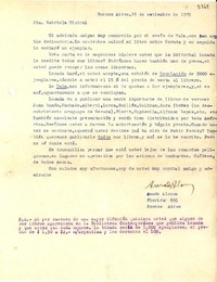 [Carta] 1939 sept. 29, Buenos Aires, [Argentina] [a] Gabriela Mistral
