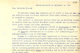 [Carta] 1939 sept. 29, Buenos Aires, [Argentina] [a] Gabriela Mistral