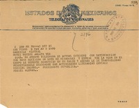 [Telegrama] 1950 abr. 26, Los Pinos, México D.F. [a] Gabriela Mistral, Jalapa