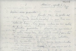 [Carta] 1947 ago. 6, México [a] Gabriela Mistral