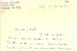 [Carta] 1952 feb. 14, Santiago, [Chile] [a] [Gabriela Mistral]