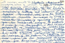 [Carta] 1934 feb. 21, Santurce, [Puerto Rico] [a] Gabriela Mistral