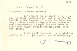 [Carta] 1955 feb. 24, Roma [a] Gabriela Mistral