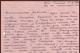 [Carta] 1943 nov. 24, Río Piedras, Puerto Rico [a] Gabriela Mistral