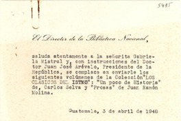 [Tarjeta] 1948 abr. 3, Guatemala [a] Gabriela Mistral