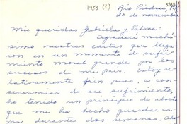 [Carta] 1950 nov. 20, Río Piedras, Puerto Rico [a] Gabriela Mistral