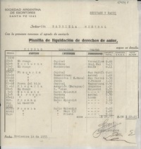 [Recibo] Planilla de liquidación de derechos de autor