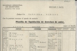 [Recibo] Planilla de liquidación de derechos de autor