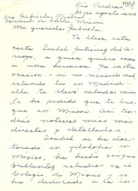 [Carta] 1953 ago. 22, Río Piedras, Puerto Rico [a] Gabriela Mistral, Miami