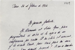 [Carta] 1946 feb. 26, Paris, [Francia] [a] Gabriela [Mistral]