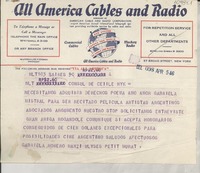 [Telegrama] 1946 Apr. 5, B. Aires, [Argentina] [al] Consul de Ceiile [i.e. Chile], New York, [EE.UU.]