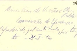[Tarjeta] 1946 ene. 21, [Brasil] [a] Gabriela Mistral