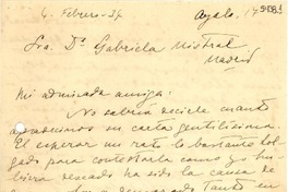 [Carta] 1936 feb. 4, Madrid [a] Gabriela Mistral, Madrid
