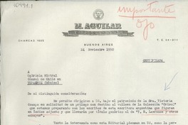 [Carta] 1950 nov. 24, Buenos Aires, [Argentina] [a] Gabriela Mistral, Cónsul de Chile en Veracruz, México