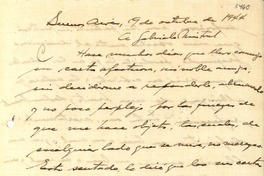 [Carta] 1944 oct. 9, Buenos Aires, [Argentina] [a] Gabriela Mistral