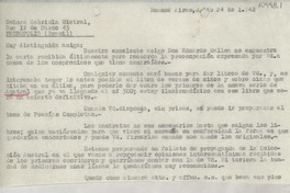 [Carta] 1942 jul. 24, Buenos Aires, [Argentina] [a] Gabriela Mistral, Petrópolis, Brasil