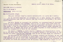 [Carta] 1942 jul. 8, Buenos Aires, [Argentina] [a] Gabriela Mistral, Petrópolis, Brasil