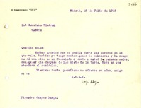 [Carta] 1933 jul. 25, Madrid, [España] [a] Gabriela Mistral, Madrid