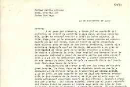 [Carta] 1947 nov. 25, Santiago, [Chile] [a] Gabriela Mistral