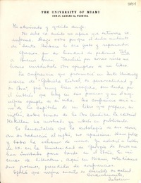 [Carta] 1947, [Miami] [a] Gabriela Mistral