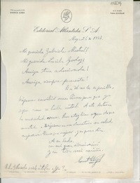 [Carta] 1947 mayo 26, Buenos Aires, [Argentina] [a] Gabriela Mistral