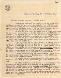 [Carta] 1943 sept. 27, Bello Horizonte [a] [Gabriela Mistral]